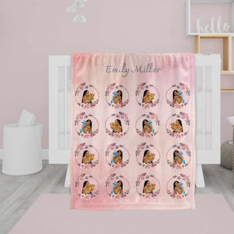 Blankets Personalized Fairy Tale Poncahotas Princess Blanket, Custom Name Princess Nursery Theme