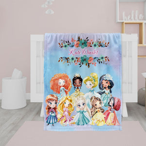 Blankets Personalized Fairy Tale Princess Blanket, Custom Name Princess Nursery Theme