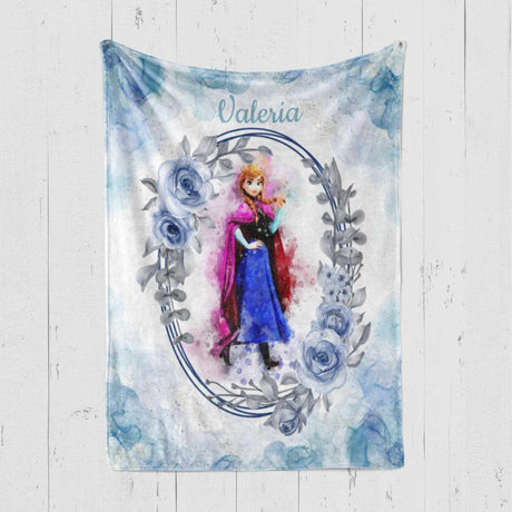 Blankets USA MADE Personalized Fairy Tale Princesses Blanket - Custom Name Elsa Princess Blanket