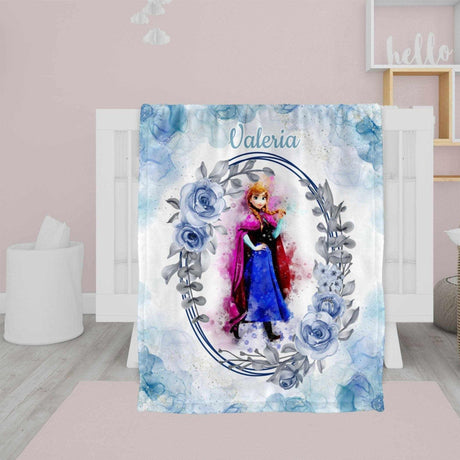 Blankets USA MADE Personalized Fairy Tale Princesses Blanket - Custom Name Elsa Princess Blanket