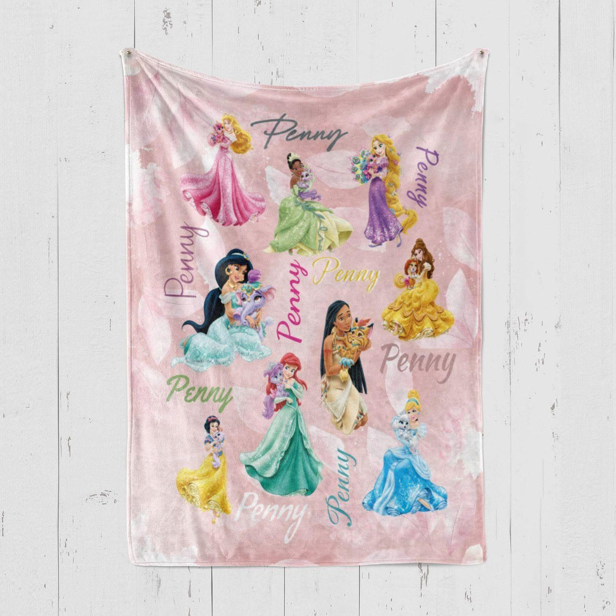 USA MADE Personalized Fairy Tale Princesses Blanket - Elsa Frozen Belle Tiana...Custom Name Blanket-sale