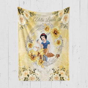 USA MADE Personalized Fairy Tale Snow White Princess Custom Name Baby Girl Princess Blanket-sale