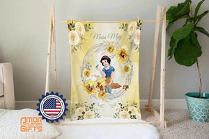 USA MADE Personalized Fairy Tale Snow White Princess Custom Name Baby Girl Princess Blanket-sale