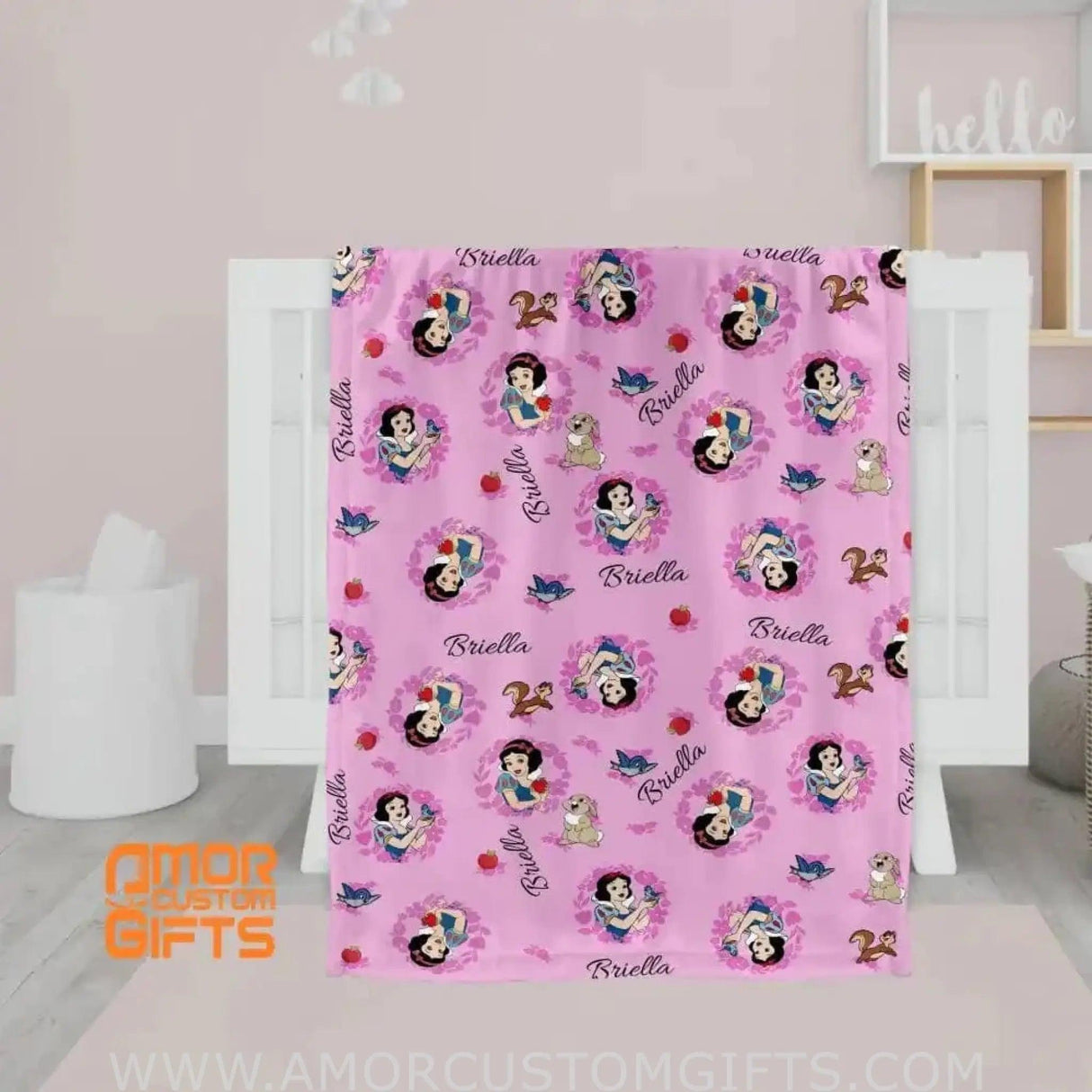 Blankets Personalized Fairy Tale Snow White Princess | Custom Name Baby Girl Princess Blanket