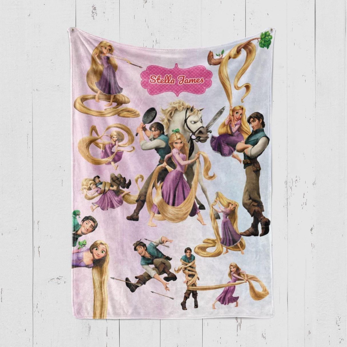 Blankets Personalized Fairy Tale Tangled Princess Blanket, Custom Name Princess Nursery Theme