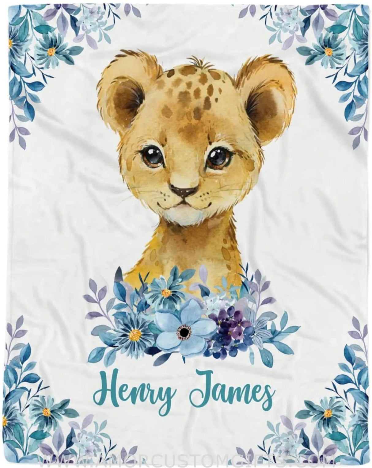 Blankets Personalized Fleece Blanket, Lion Floral Baby Blanket, Baby Blanket Name, Baby Boy Blanket, Safari Baby Blanket