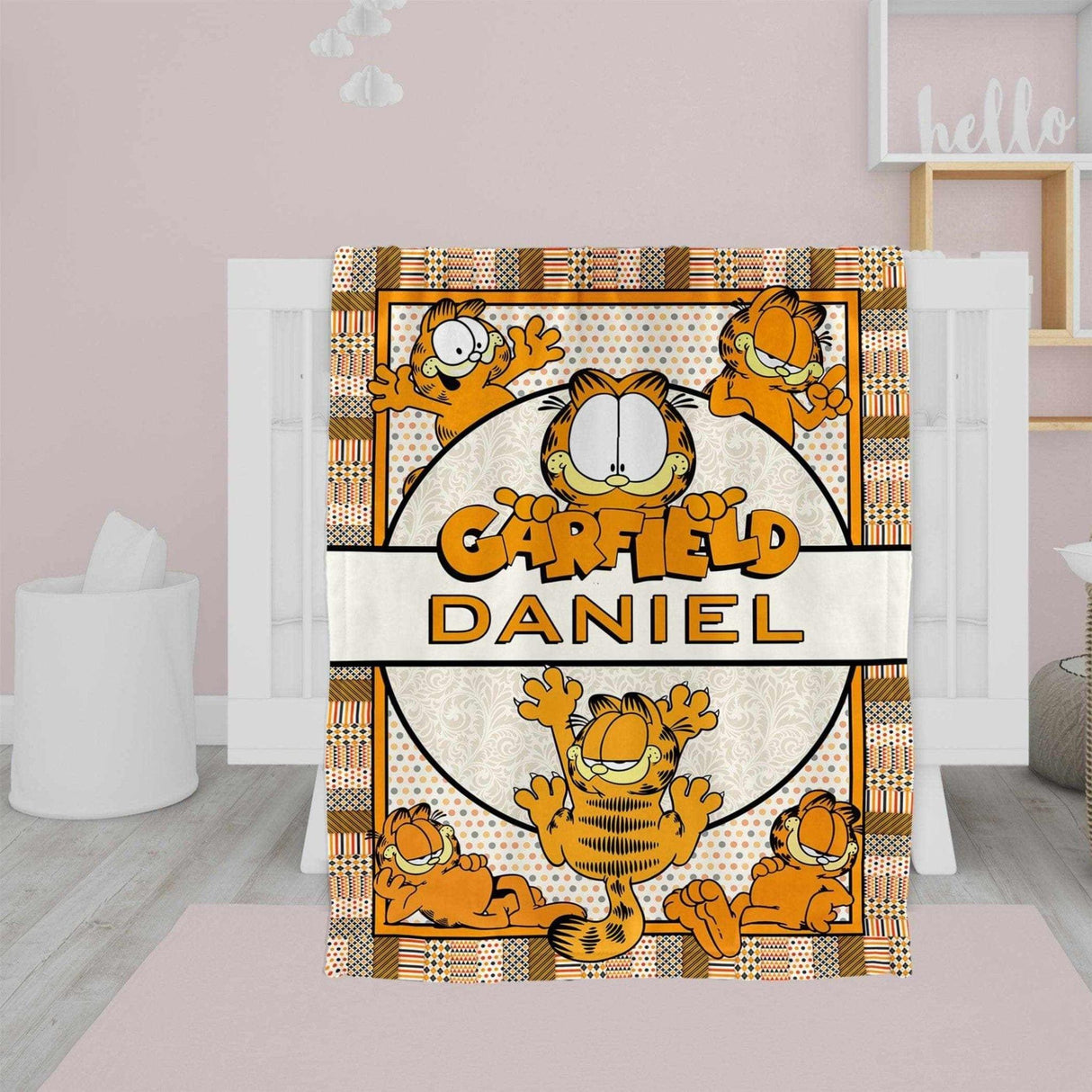 Blankets Personalized Garfield Blanket | Custom Name Baby Garfield Blanket