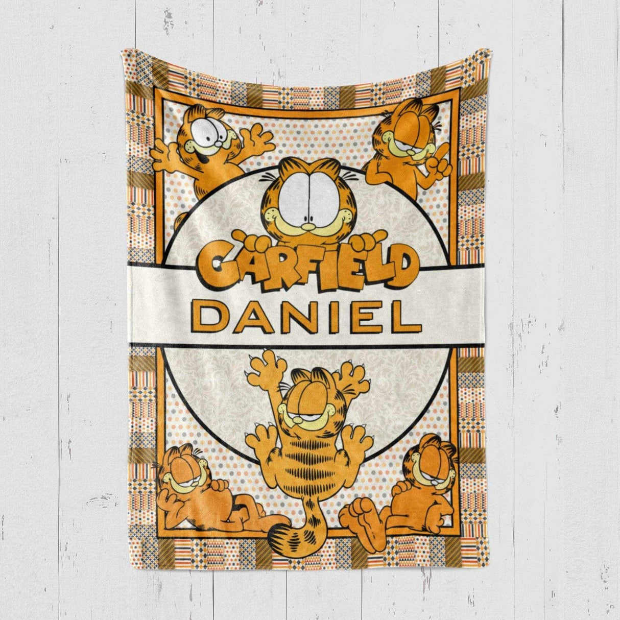 Blankets Personalized Garfield Blanket | Custom Name Baby Garfield Blanket