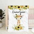 Blankets Personalized Giraffe Baby Blanket,Sunflower Giraffe Blanket, Blanket Giraffe, Giraffe Blanket for Baby, Baby Blanket Giraffe