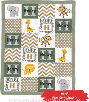 Blankets Personalized Jungle Animal Baby Blanket, Jungle Theme Baby Blanket, Jungle Blanket Baby, Baby Blanket for Boys