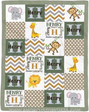 Blankets Personalized Jungle Animal Baby Blanket, Jungle Theme Baby Blanket, Jungle Blanket Baby, Baby Blanket for Boys