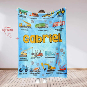 Blankets Personalized Kids Work Vehicles Blanket