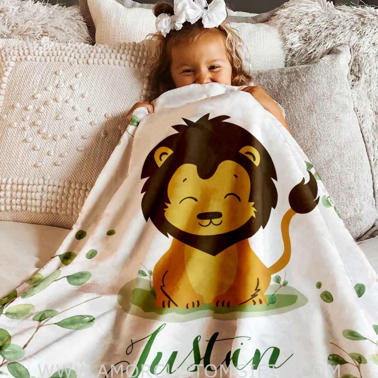 Blankets Personalized Lion Baby Blanket for Boys Baby Girls Gifts, Baby Name Blanket Custom Swaddling Nursery Throw Blankets