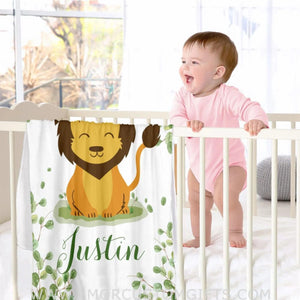 Blankets Personalized Lion Baby Blanket for Boys Baby Girls Gifts, Baby Name Blanket Custom Swaddling Nursery Throw Blankets