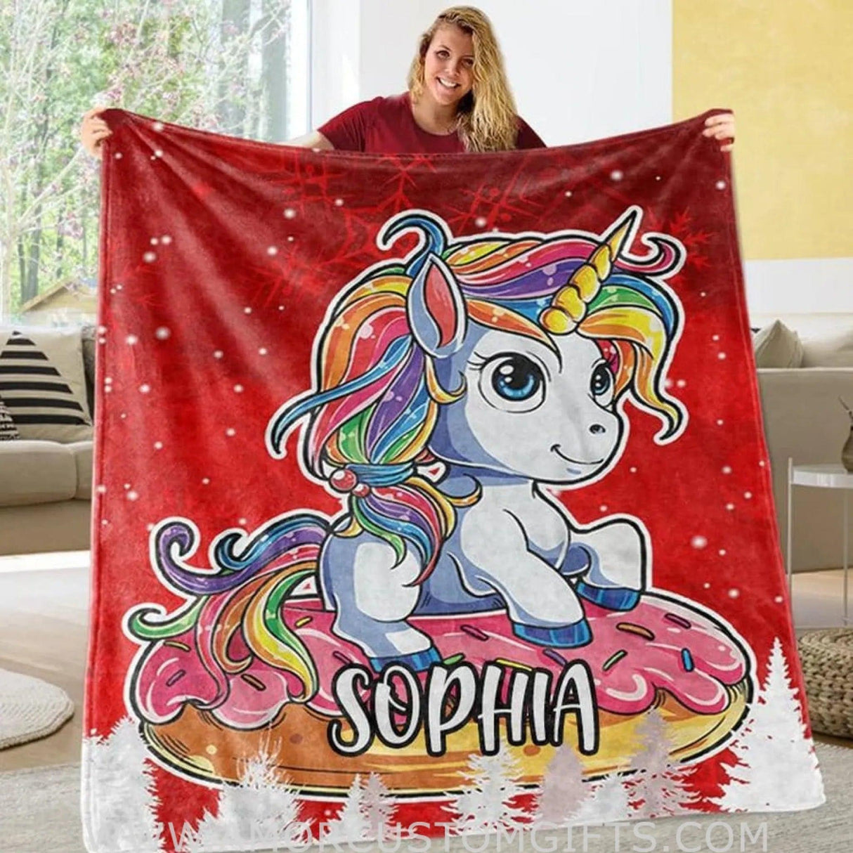 Blankets USA MADE Personalized Magical Unicorn Fleece Blanket, Custom Name Baby Blanket