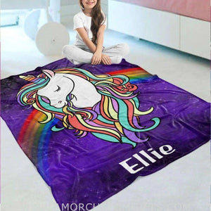 Blankets Personalized Magical Unicorn Fleece Blanket, Custom Name Baby Blanket