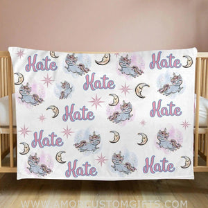 Blankets Personalized Magical Unicorn Fleece Blanket, Custom Name Baby Blanket