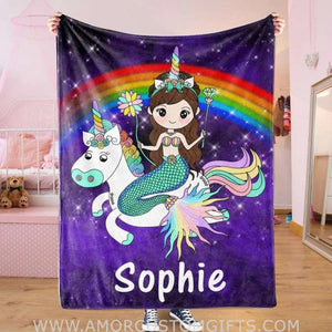 Blankets Personalized Magical Unicorn Fleece Blanket, Custom Name Baby Blanket