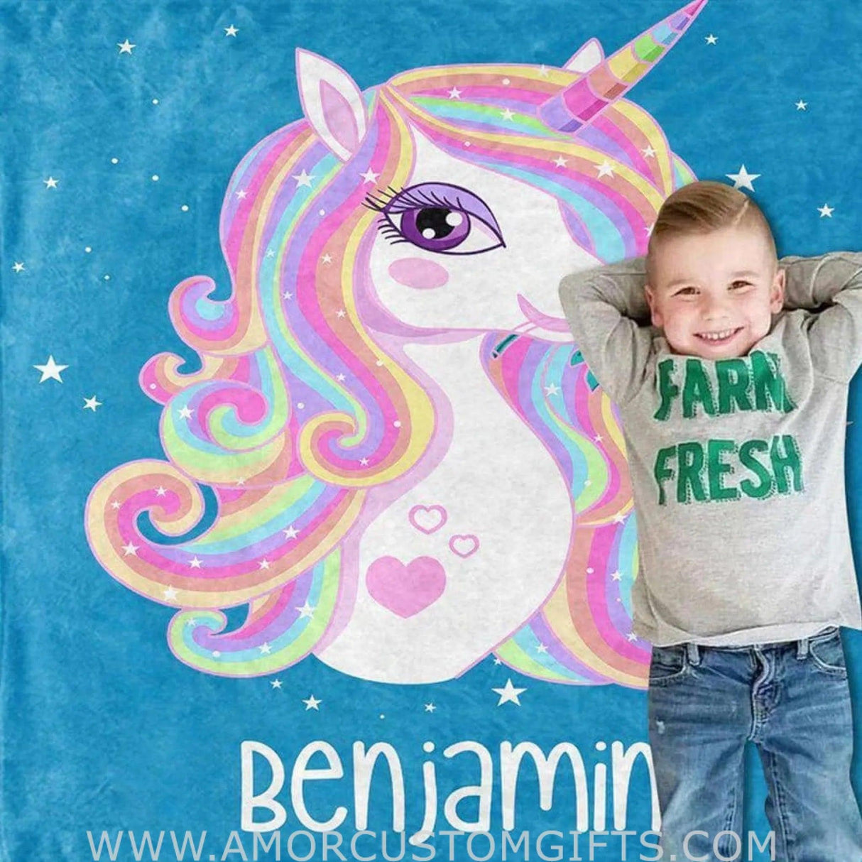 Blankets USA MADE Personalized Magical Unicorn Fleece Blanket, Custom Name Baby Blanket