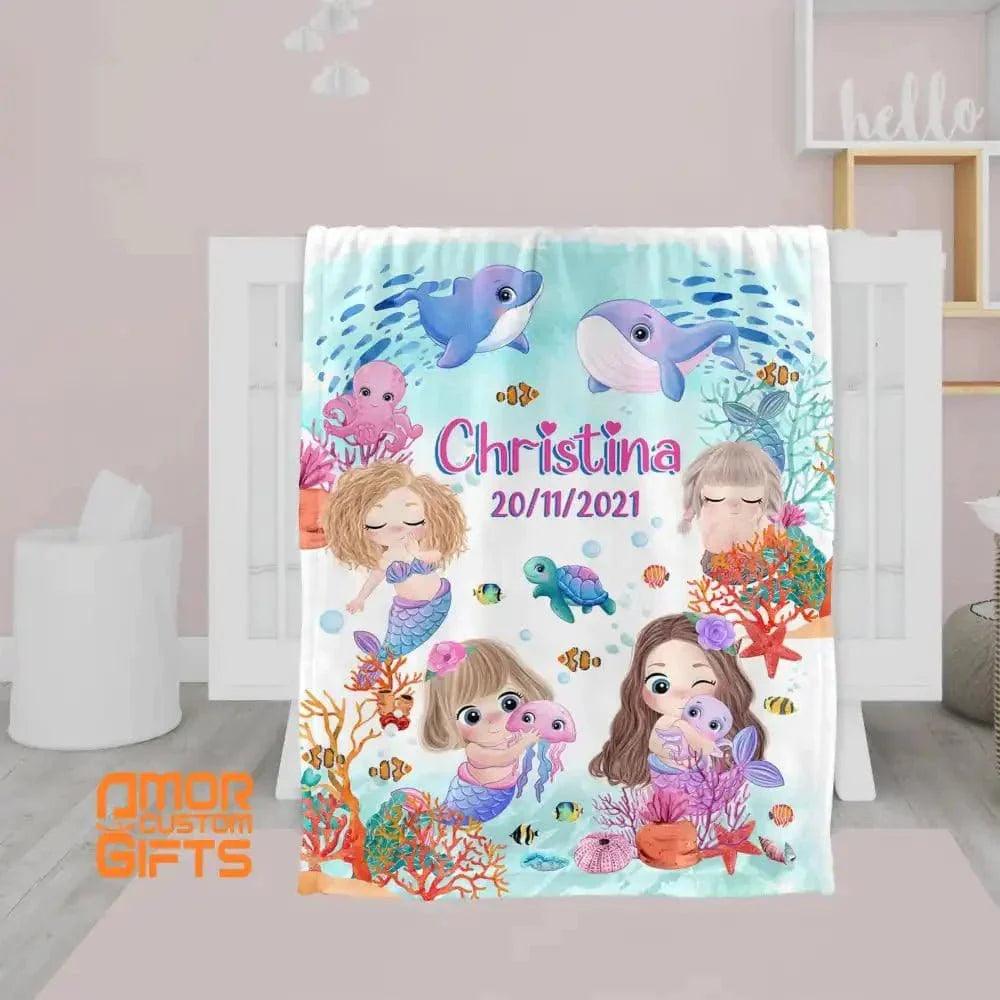 Blankets Personalized Mermaid Under The Sea Blanket