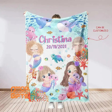 Blankets Personalized Mermaid Under The Sea Blanket