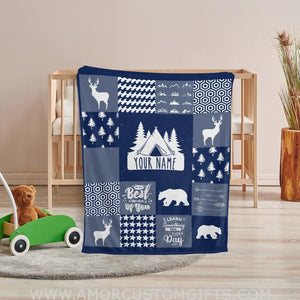 Blankets USA MADE Personalized Name Baby Blanket, Woodland Nursery Blanket, Deer Bear Woodland Baby Blanket Boy