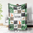 Blankets Personalized Name Baby Name Woodland Fox Green Patchwork Girl Boy Blanket