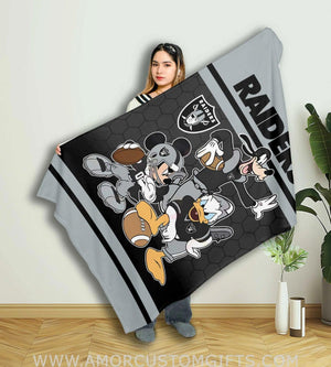 Blankets Personalized Name Raiders Mickey Black Boy Blanket