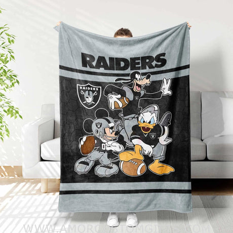 Blankets Personalized Name Raiders Mickey Black Boy Blanket