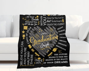 Blanket Personalized Name Boy Blanket Class Of 2024 Boy Fleece Blankets, Graduation Gift