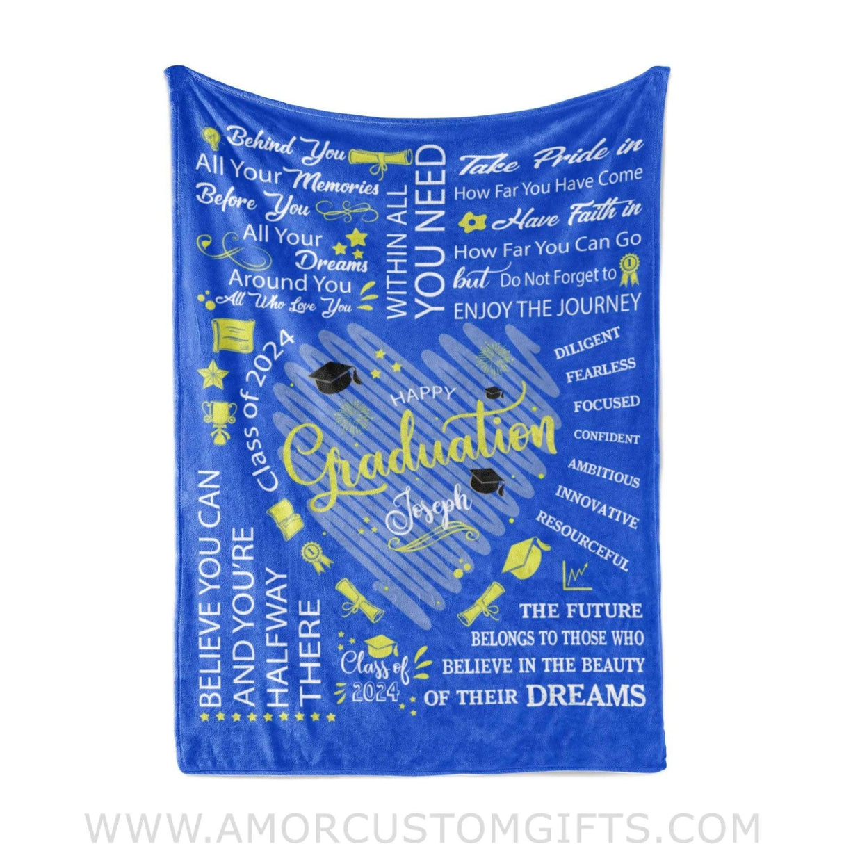 Blanket Personalized Name Boy Blanket Class Of 2024 Boy Fleece Blankets, Graduation Gift