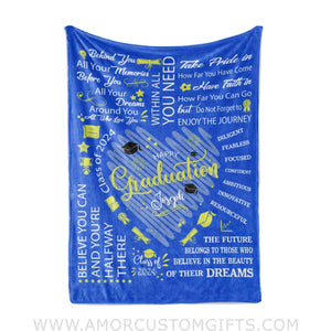 Blanket Personalized Name Boy Blanket Class Of 2024 Boy Fleece Blankets, Graduation Gift