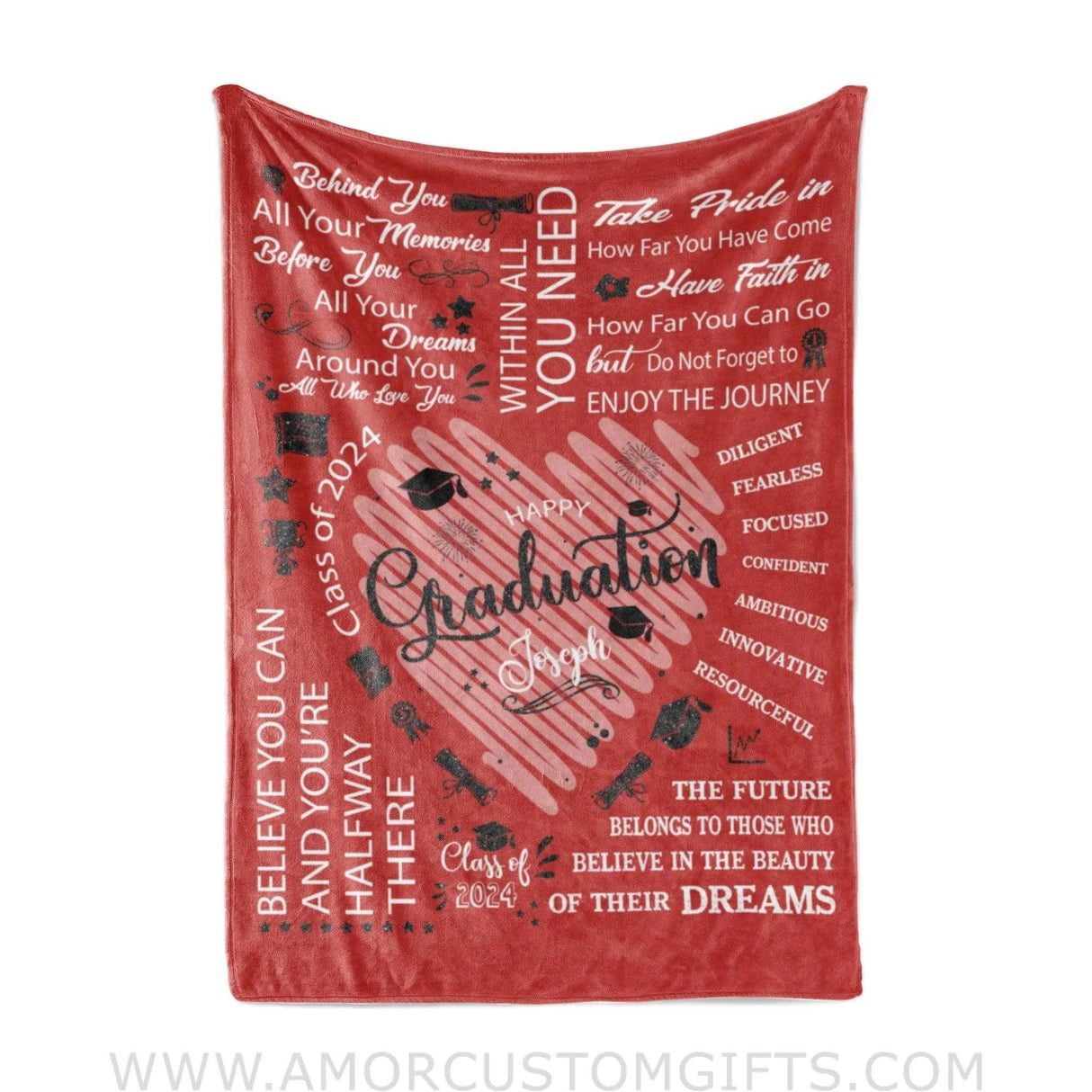 Blanket Personalized Name Boy Blanket Class Of 2024 Boy Fleece Blankets, Graduation Gift