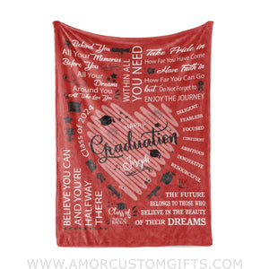 Blanket Personalized Name Boy Blanket Class Of 2024 Boy Fleece Blankets, Graduation Gift