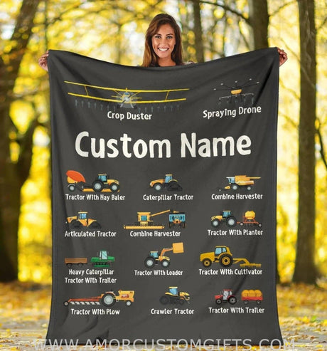 Blankets Personalized name Construction baby blanket, Cartoon Truck Flannel Fleece Blanket, gift for Baby, Kids, Youth