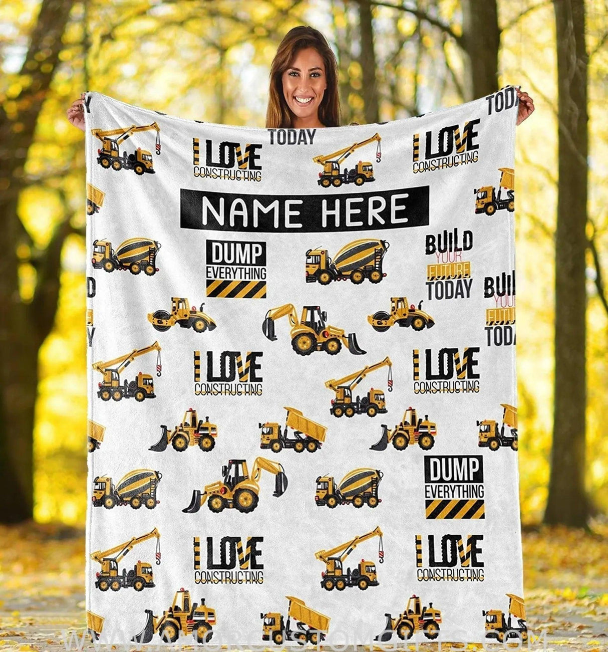 Blankets Personalized name Construction baby blanket, gift for Baby, Kids, Youth