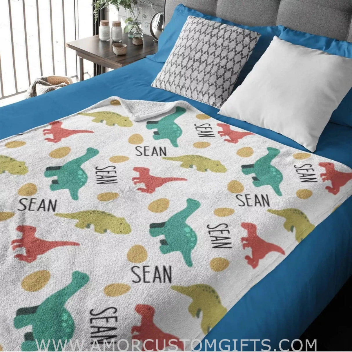 Blankets USA MADE Personalized name Dinosaurus Kid Blanket, Baby Blanket, Gifts for Newborn, Toddler on Baby Shower