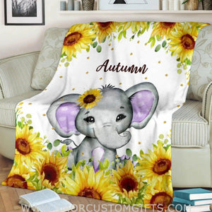 Blankets Personalized Name Elephant Baby Blanket - Blanket for Baby - Floral Fleece Blanket for Baby Girl