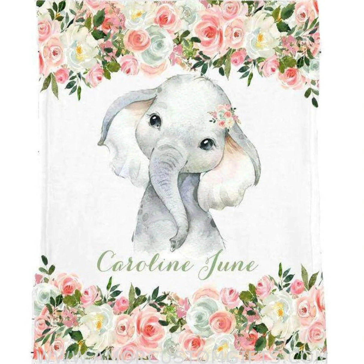 Blankets Personalized Name Elephant Baby Blanket - Blanket for Baby - Floral Fleece Blanket for Baby Girl