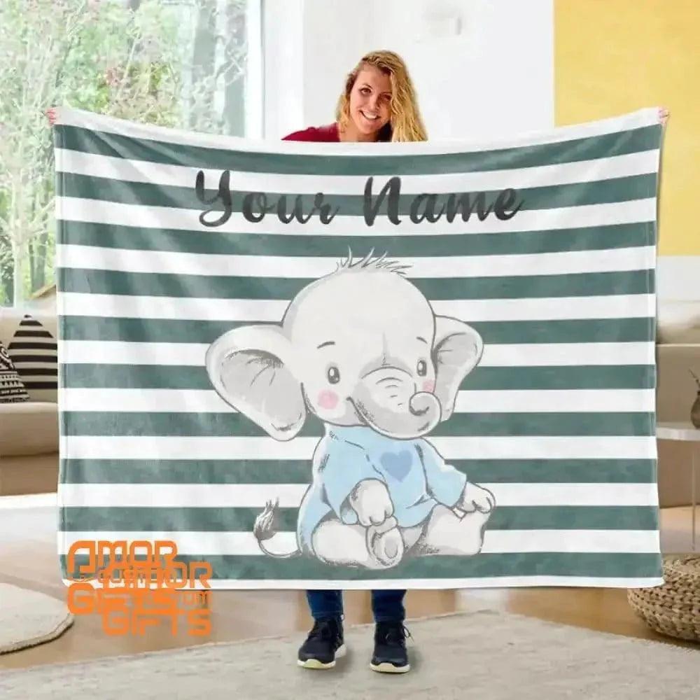 Blankets USA MADE Personalized Name Elephant Blanket