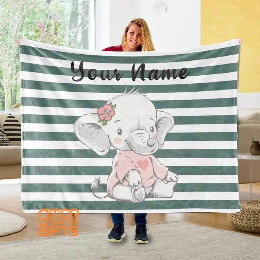 Blankets Personalized Name Elephant Blanket