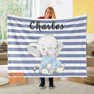 Blankets USA MADE Personalized Name Elephant Blanket