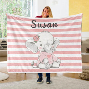 Blankets Personalized Name Elephant Blanket