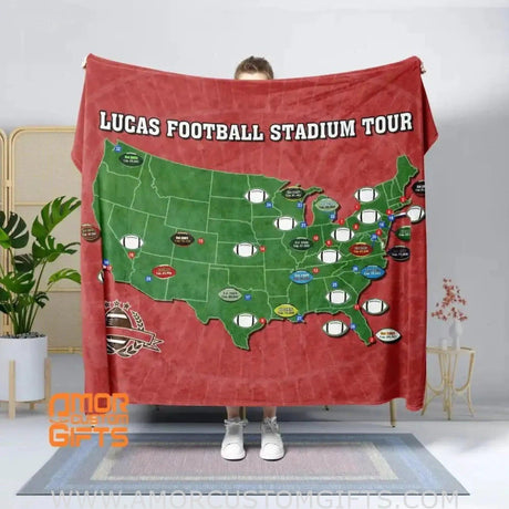 Blankets Personalized Name Football Stadium Tour Blanket