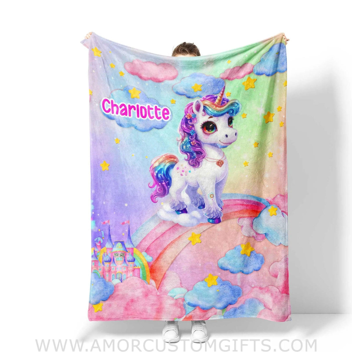 Blanket Personalized Name Little Pony Girl Blanket, Baby Princess Fleece Blankets, Gift For Baby Girl