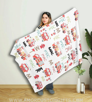 Blankets Personalized Name NC Firetruck Blanket