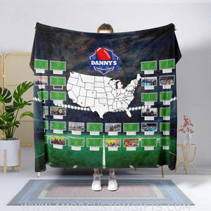 Blankets Personalized Name NC Football Stadium Photo Map Blanket