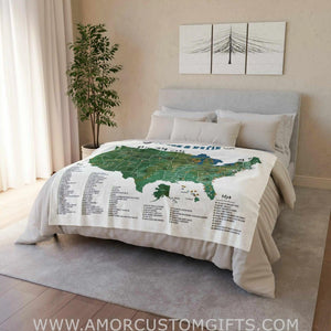 Blankets USA MADE Personalized Name NC Golf Course Map Blanket