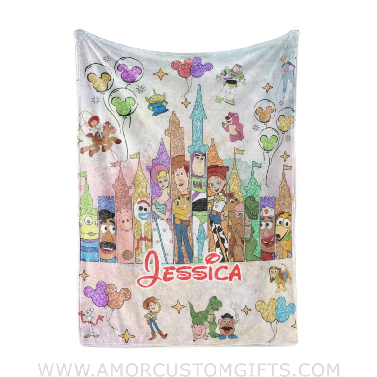 Blanket Personalized Name Disney Toy Story Girl Blanket, Baby Princess Fleece Blankets, Gift For Baby Girl