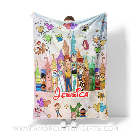 Blanket Personalized Name Disney Toy Story Girl Blanket, Baby Princess Fleece Blankets, Gift For Baby Girl